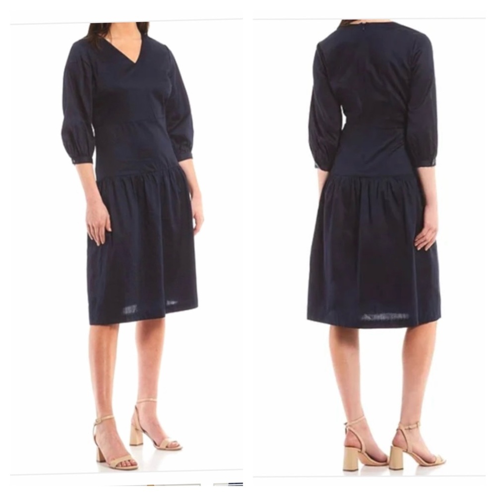 J McLaughlin Dara Midi Dress V Neck 3/4 Sleeve
